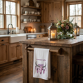 Country Life Tea Towel | Farmhouse Kitchen Decor, Rustic Home Accessory, Gift for Her, Western Style, Floral Design, housewarming