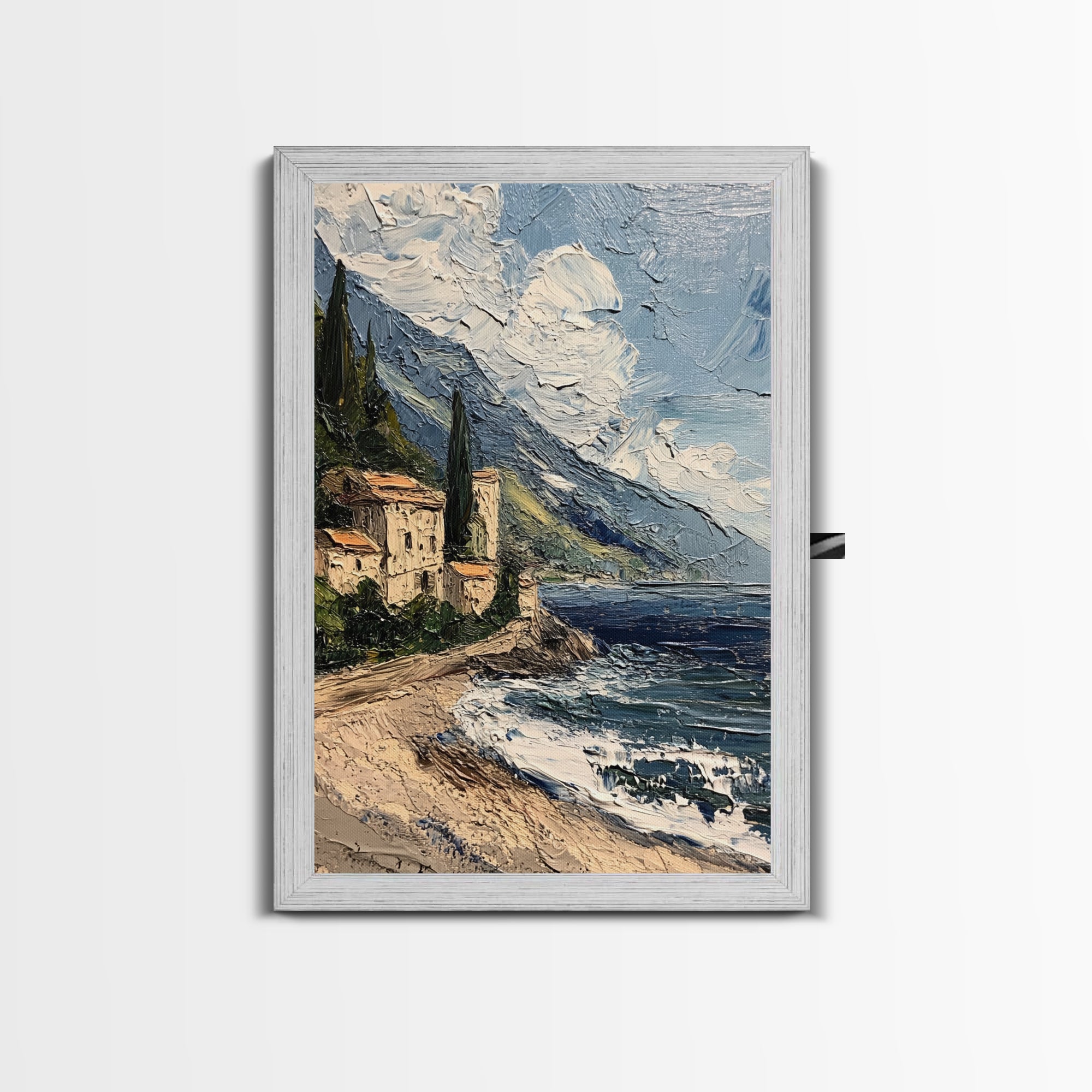 Italy Wall Art - Modern Minimalist Home Decor - Italian Seaside Seascape Print - Impasto Style Print - Home Decor