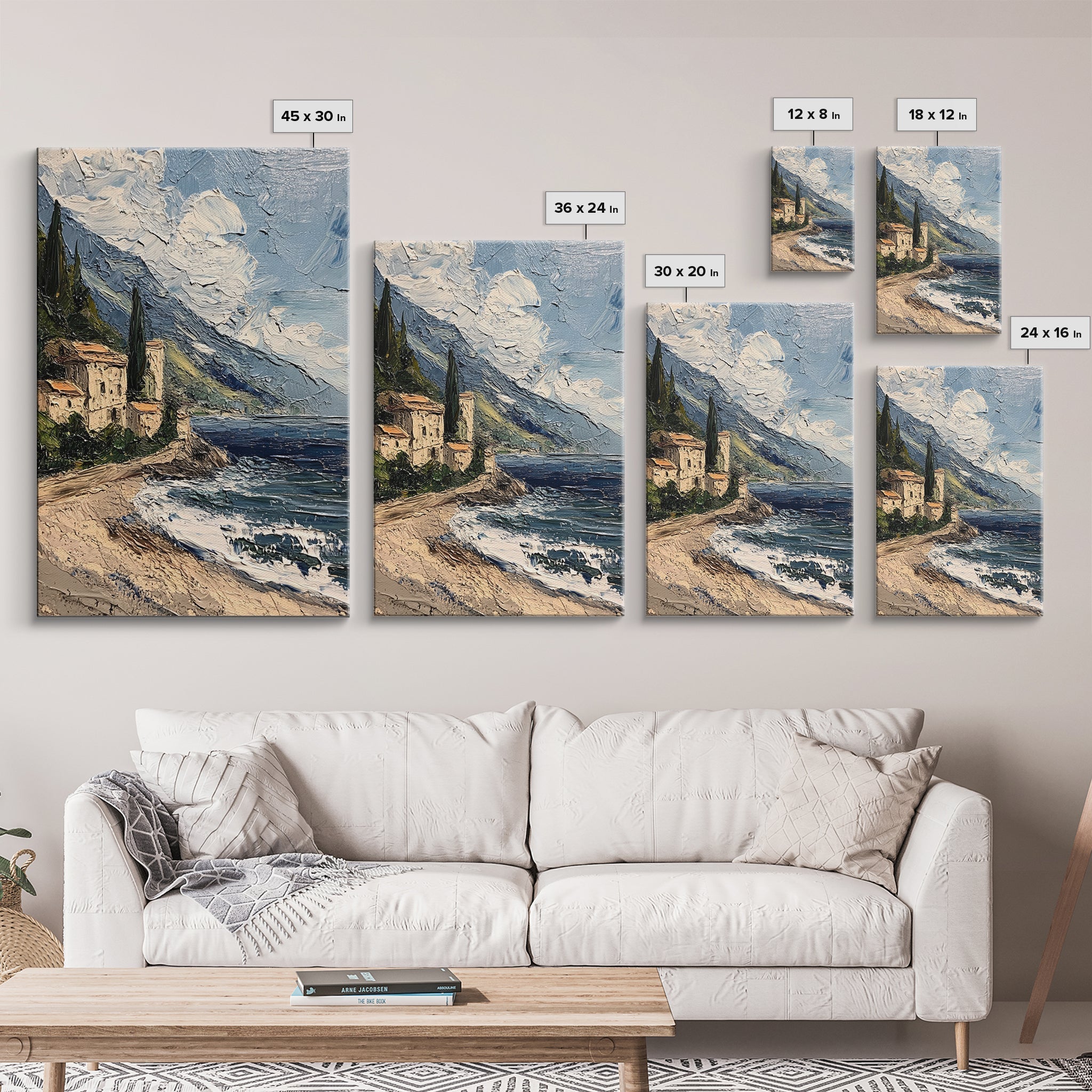 Italy Wall Art - Modern Minimalist Home Decor - Italian Seaside Seascape Print - Impasto Style Print - Home Decor
