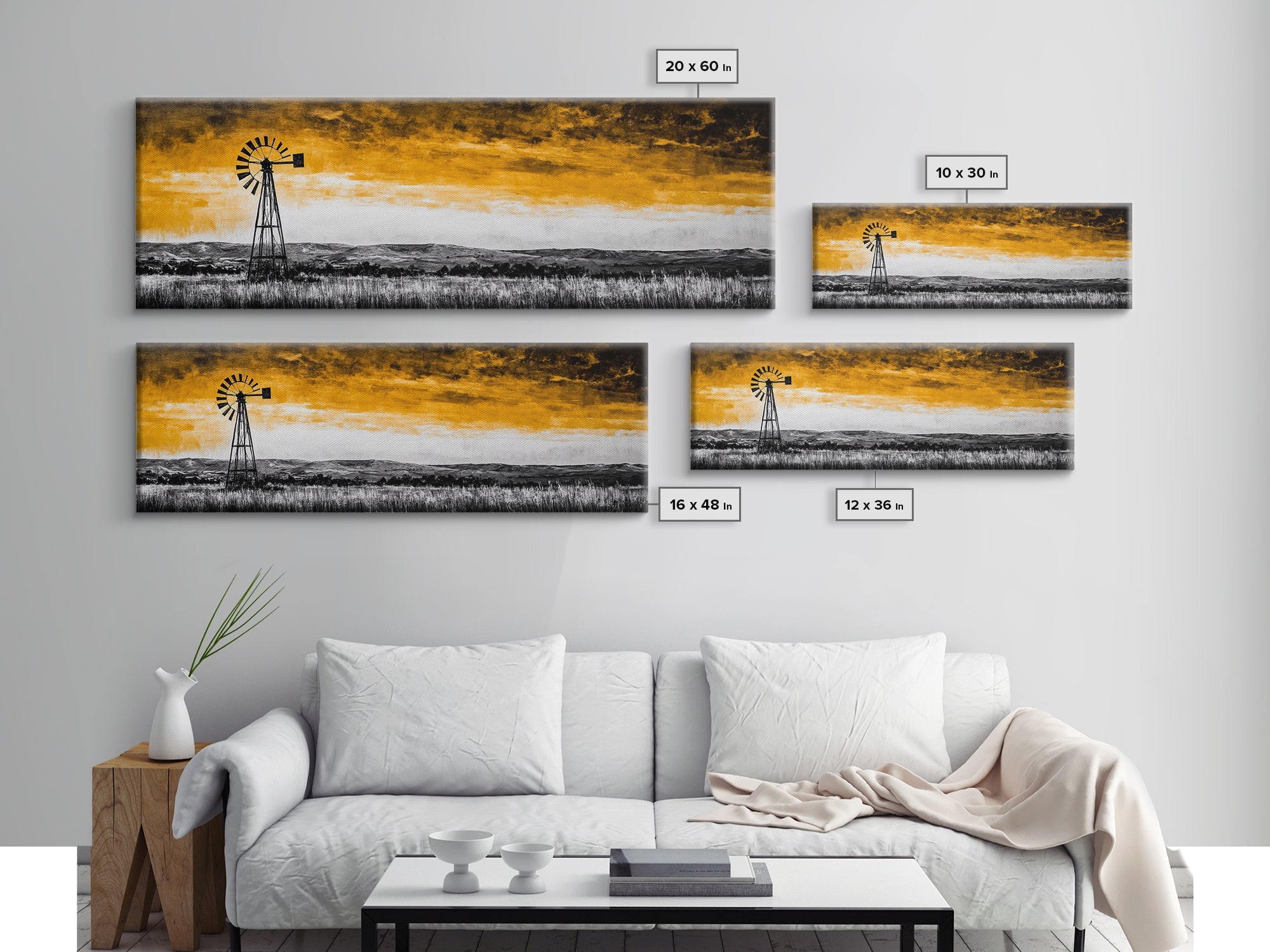 Windmill Art, Rustic Landscape, Farmhouse Decor, Vintage Western, Canvas Print, Autumn Wall Art, Country Home, Living Room