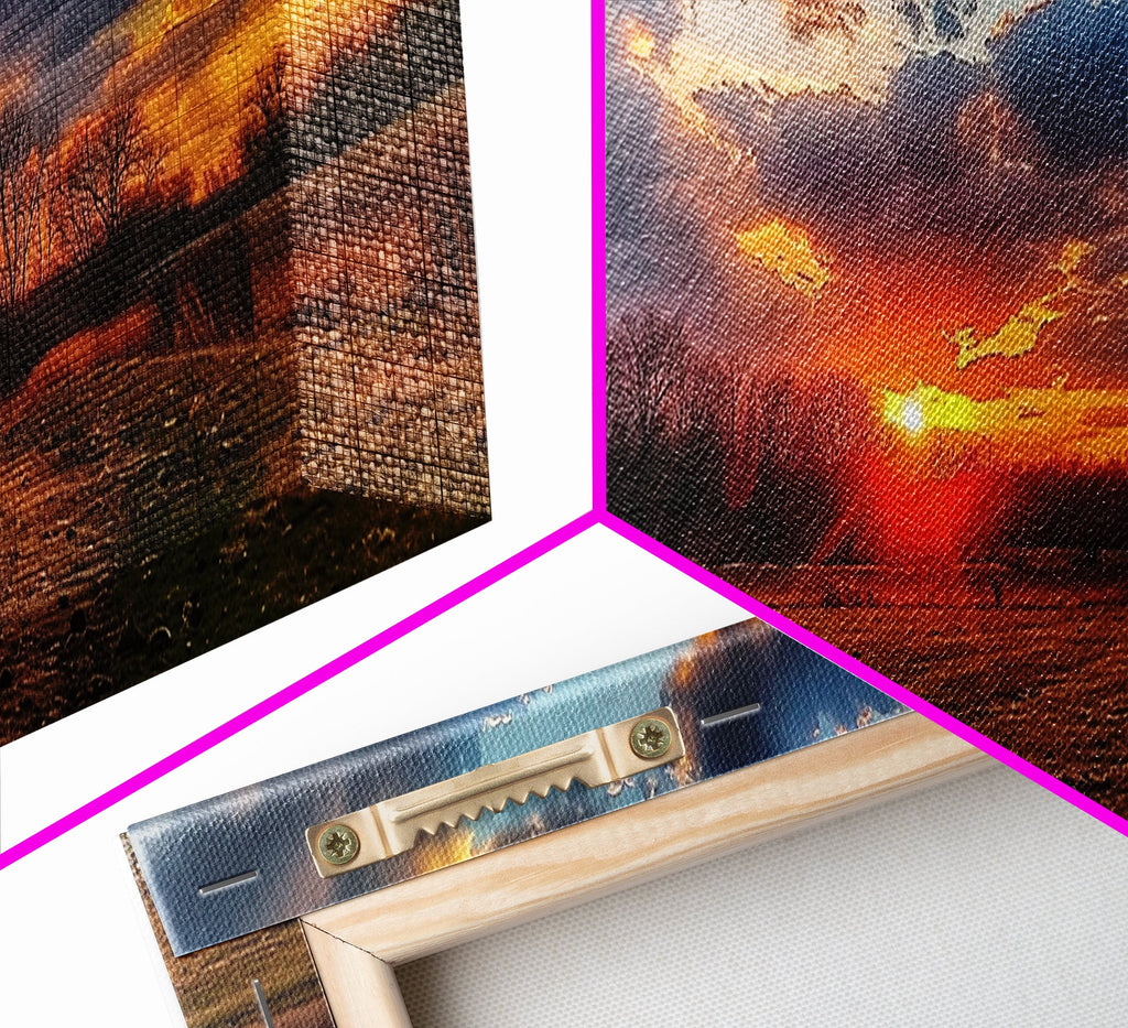 Sunset Over an Oklahoma Field, Framed Canvas Print, Photography Style Wall Art, Beautiful Home Decor