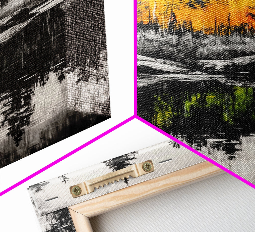 Autumn Reflection, Fall Forest Art, Lake Landscape, Vibrant Trees, Seasonal Painting, Warm Home Decor, Canvas Print